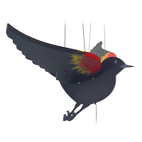 mobile - flying - red winged black bird by tulia's artisan gallery
