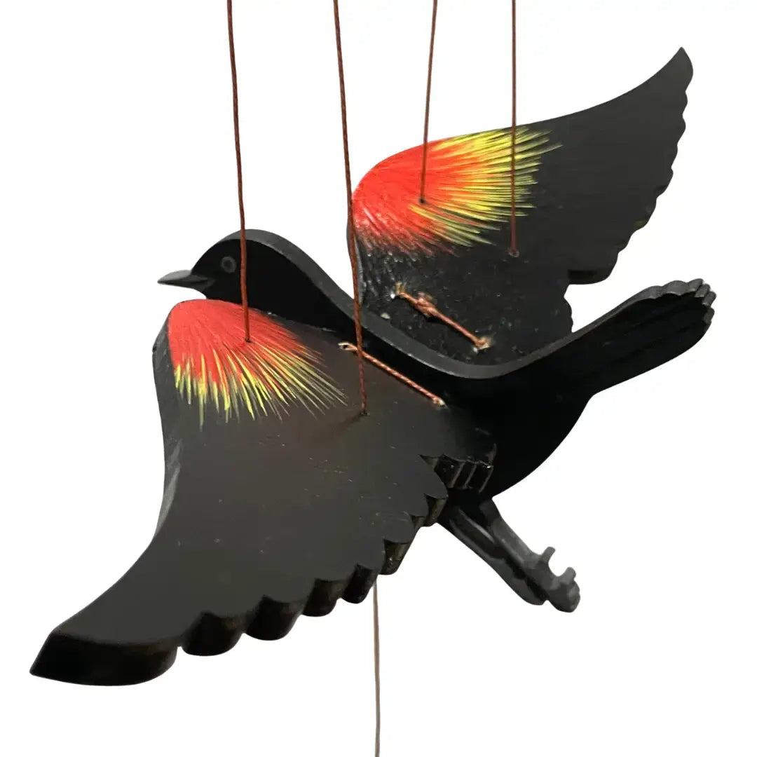 mobile - flying - red winged black bird by tulia's artisan gallery