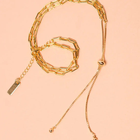 necklace - "redford" lariat bolo paperclip - 18kgp by peter and june