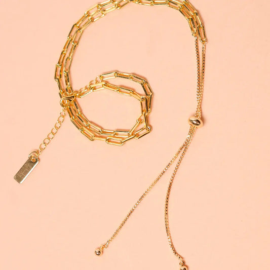 necklace - "redford" lariat bolo paperclip - 18kgp by peter and june