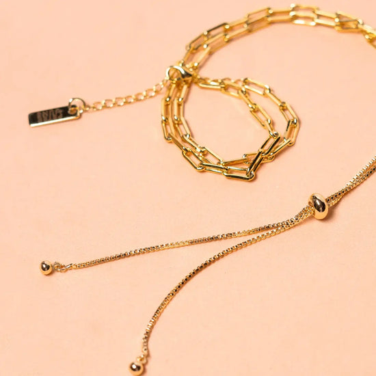 necklace - "redford" lariat bolo paperclip - 18kgp by peter and june