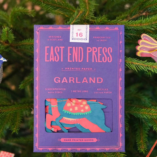 garland - recycled cotton paper - bright reindeer by east end press