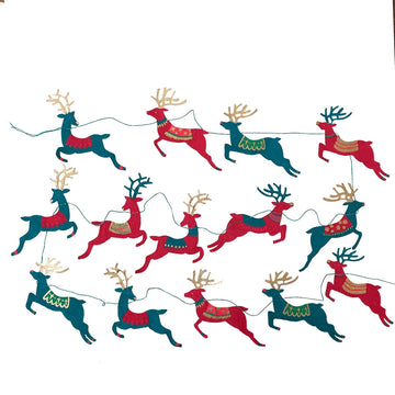 garland - recycled cotton paper - bright reindeer by east end press