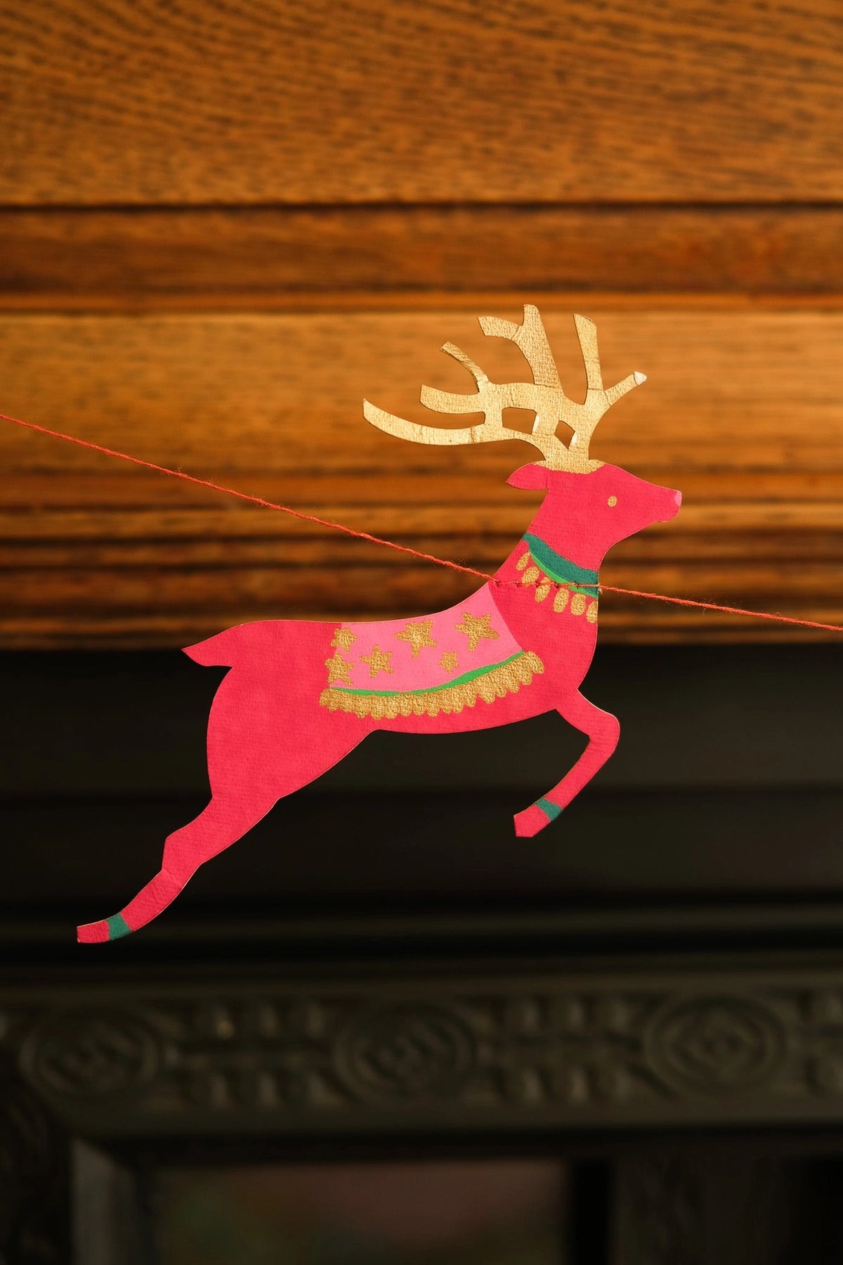 garland - recycled cotton paper - bright reindeer by east end press