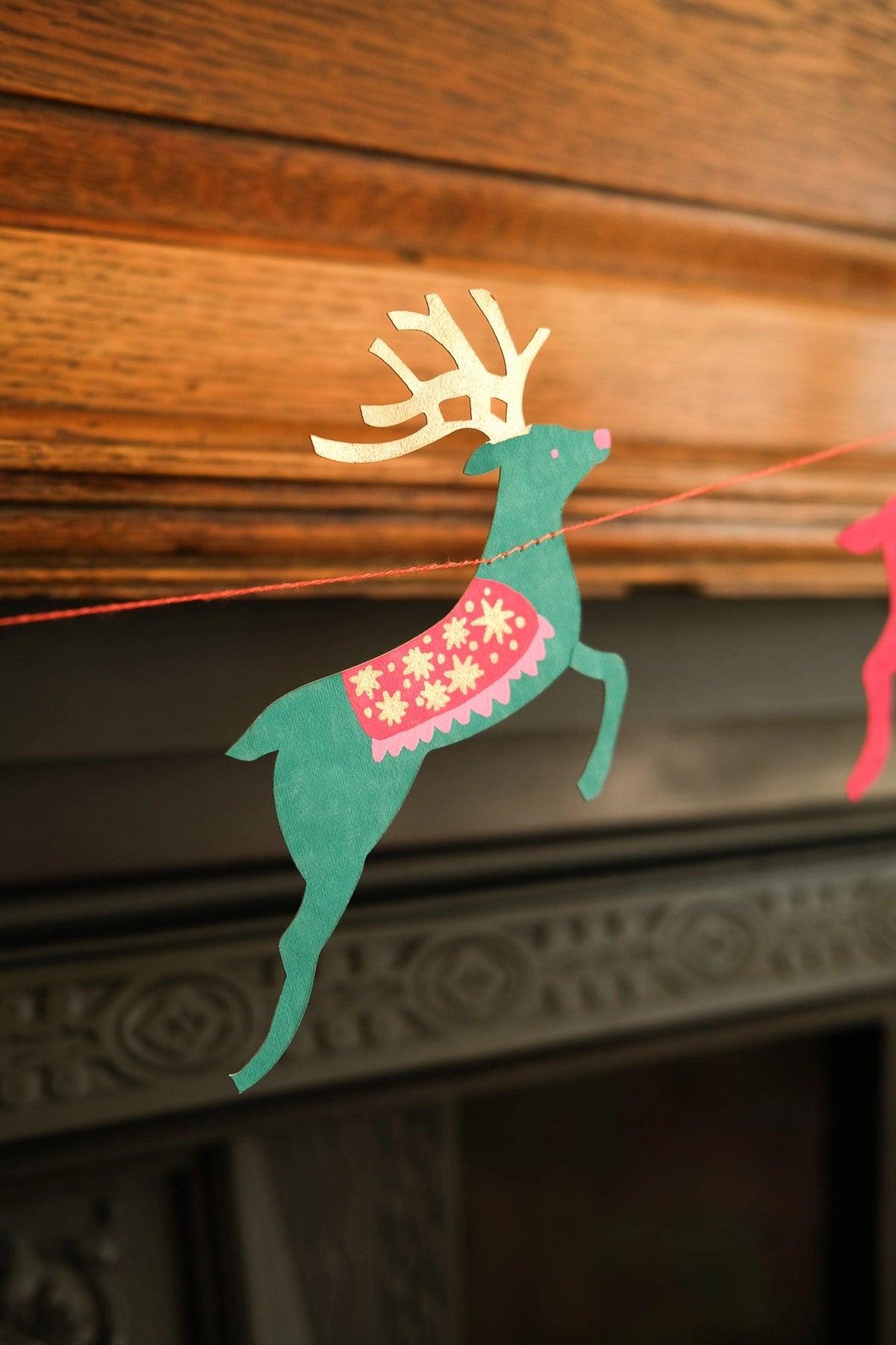 garland - recycled cotton paper - bright reindeer by east end press