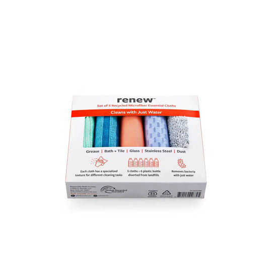 cloths - microfiber essential - renew recycled - set of 5 by full circle home