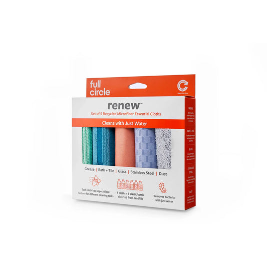 cloths - microfiber essential - renew recycled - set of 5 by full circle home