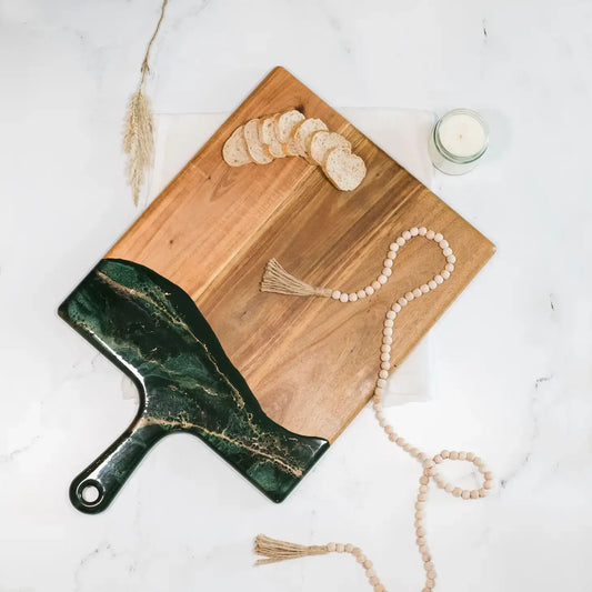 cheeseboard - acacia + resin - jade by lynn & liana serveware