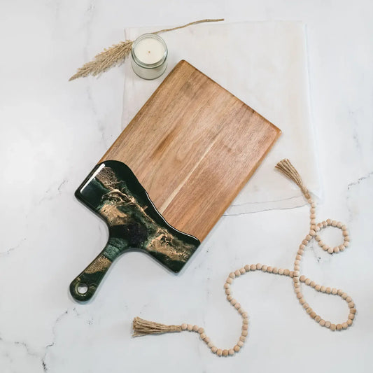 cheeseboard - acacia + resin - jade by lynn & liana serveware