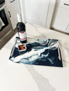 serving tray - handled - acrylic + resin - navy white metallic by lynn & liana serveware