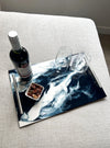serving tray - handled - acrylic + resin - navy white metallic by lynn & liana serveware
