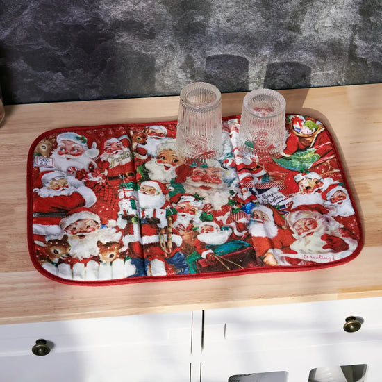 drying mat - retro santas by primitives by kathy