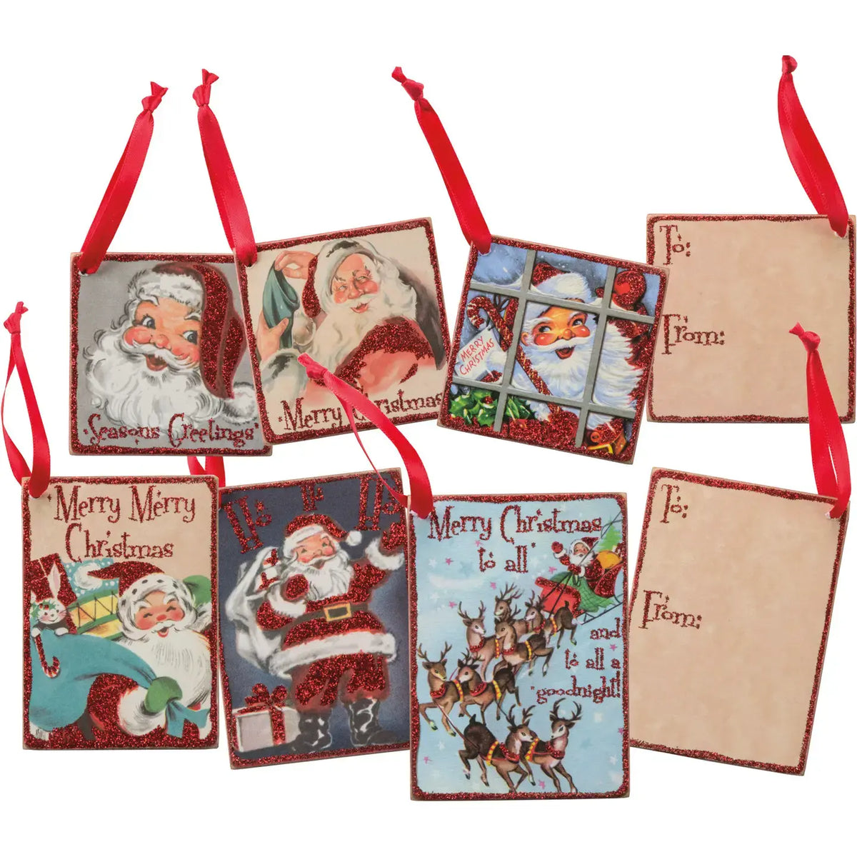 gift tag - single reusable - retro santas by primitives by kathy