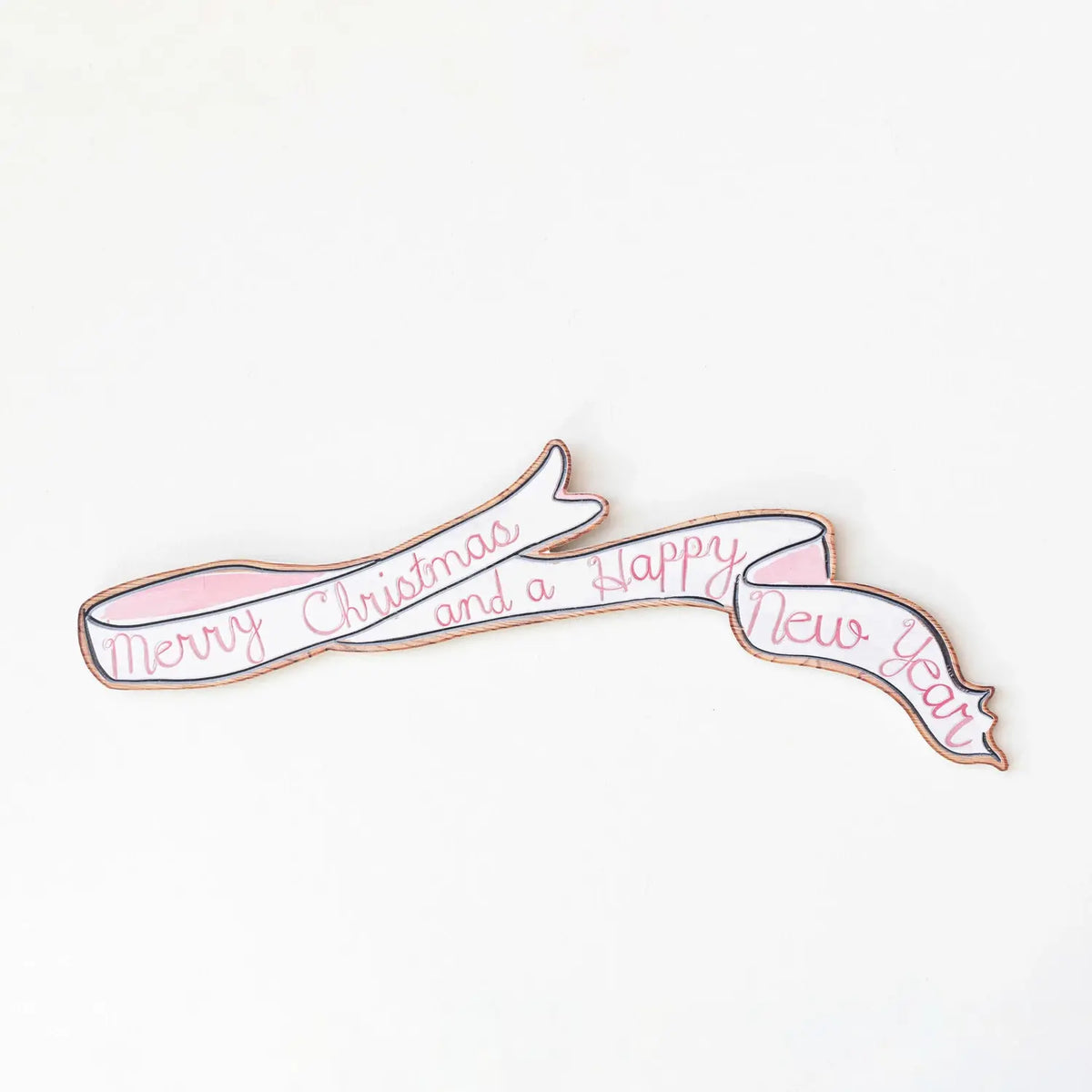 wall décor - wood ribbon - "merry christmas and a happy new year" by creative co-op