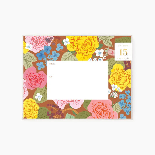 envelopes - set of 15 - rose garden by botanica paper co.