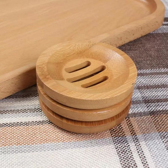 soap dish - natural bamboo - round by plenty