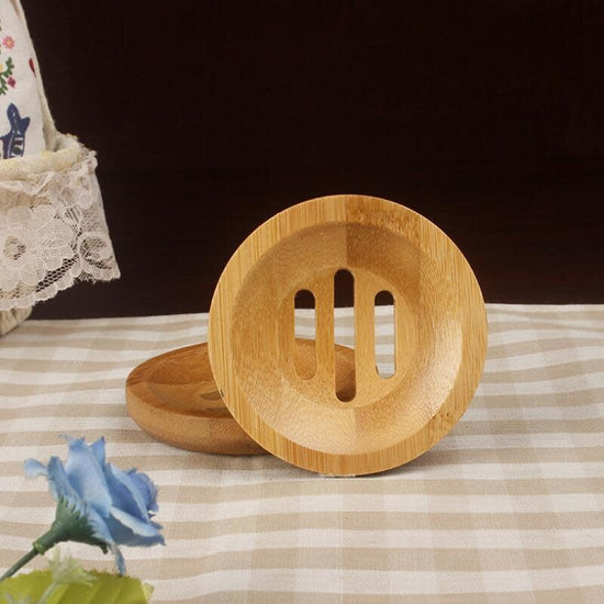 soap dish - natural bamboo - round by plenty
