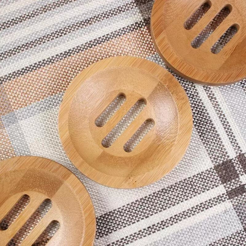 soap dish - natural bamboo - round by plenty