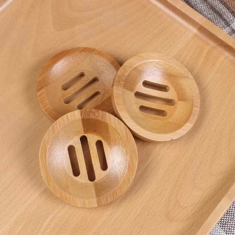 soap dish - natural bamboo - round by plenty