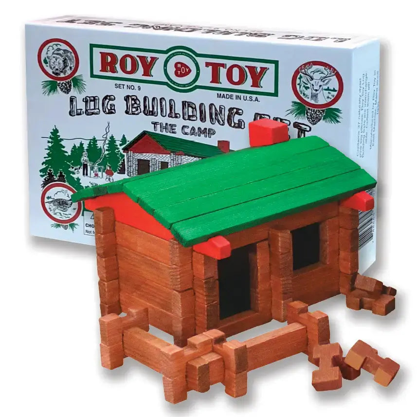 toy - log building set - 1930's original camp by roy toy