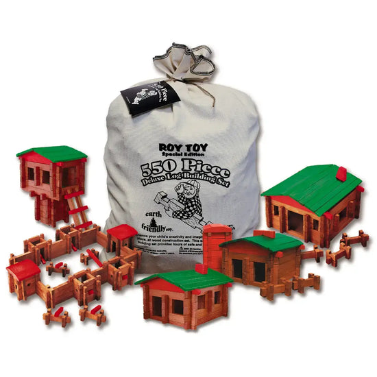 toy - deluxe log building set - 550 piece by roy toy