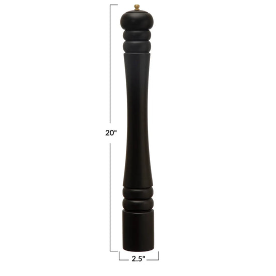 salt & pepper mill - black rubberwood - finial top by creative co-op