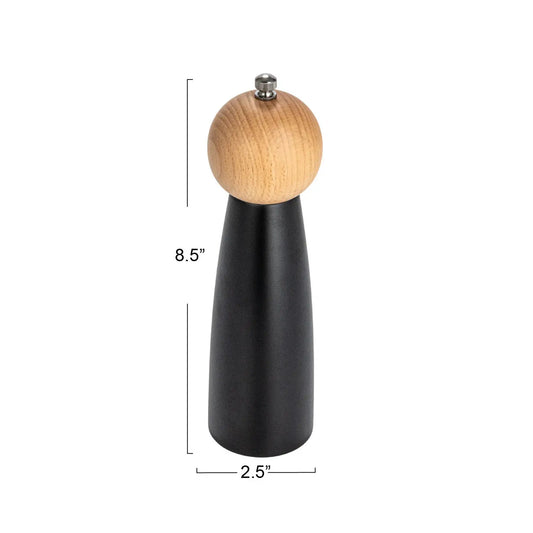 salt & pepper mill - large - two-tone rubberwood - ball top by creative co-op