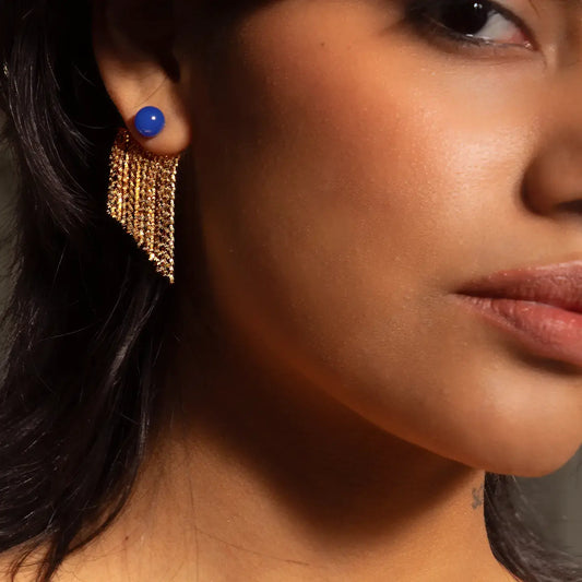 earring jackets - glimmer - blue onyx stone - 18kgp by peter and june