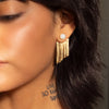 earrings - "rubell" layered - hematite - 18k gold plated by peter and june