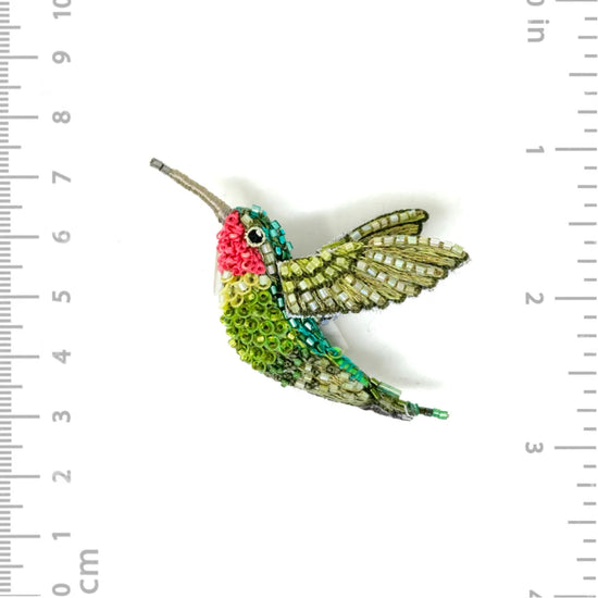 brooch pin - ruby throated hummingbird by trovelore
