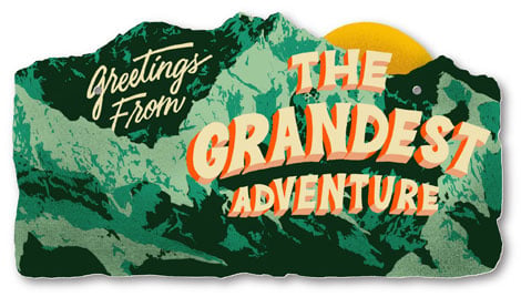 plaque card - greetings from the grandest adventure by gibbs smith