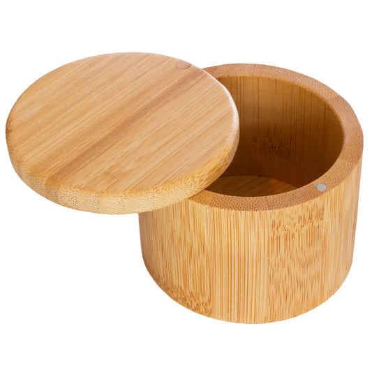 salt cellar & spice storage box - magnetic swivel lid by totally bamboo