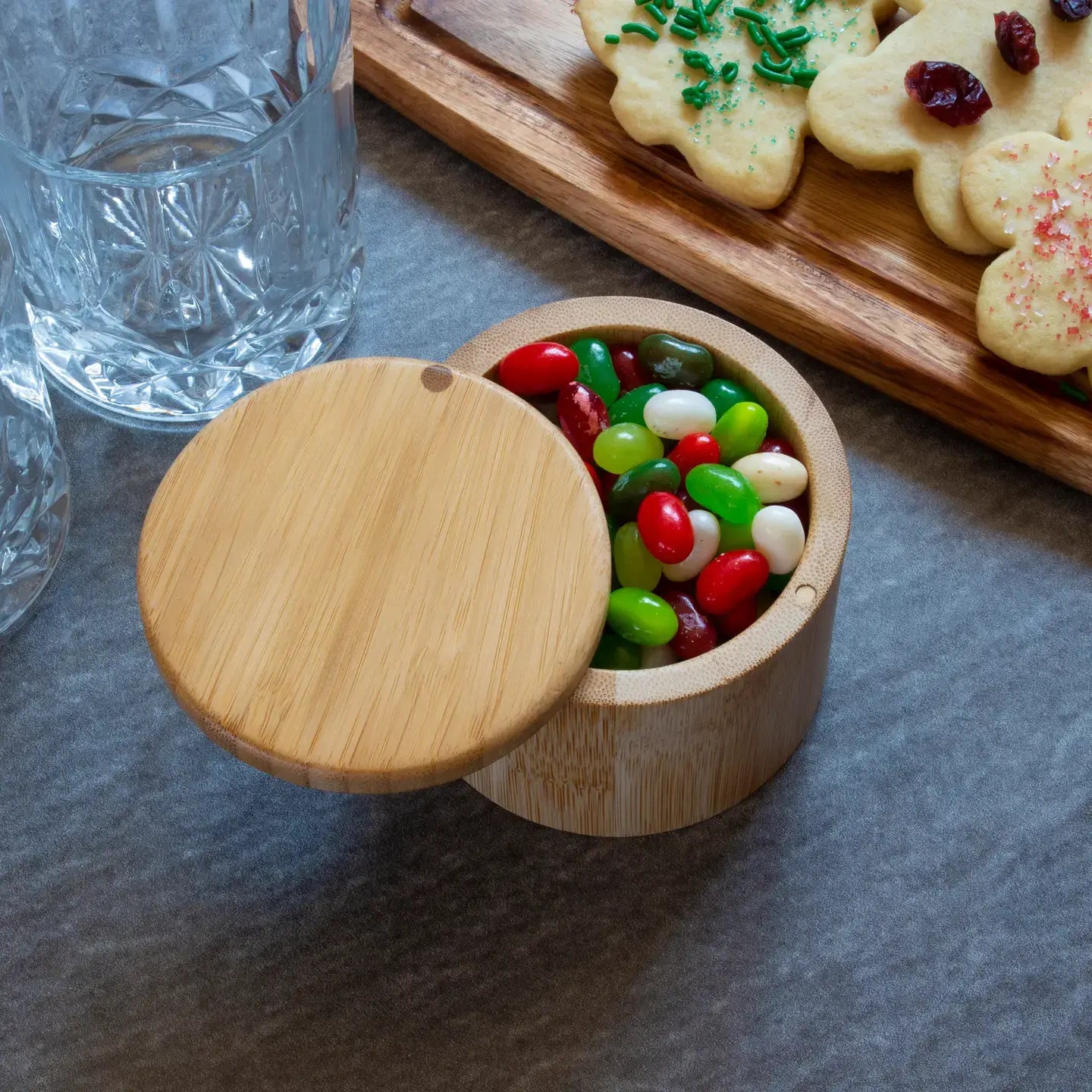 salt cellar & spice storage box - magnetic swivel lid by totally bamboo