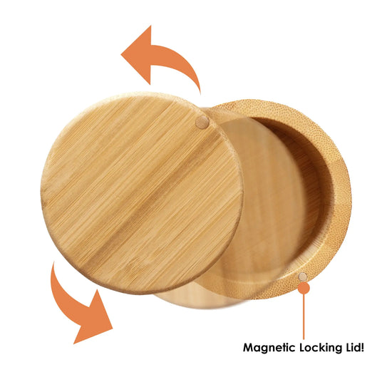 salt cellar & spice storage box - magnetic swivel lid by totally bamboo
