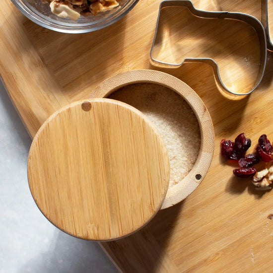 salt cellar & spice storage box - magnetic swivel lid by totally bamboo