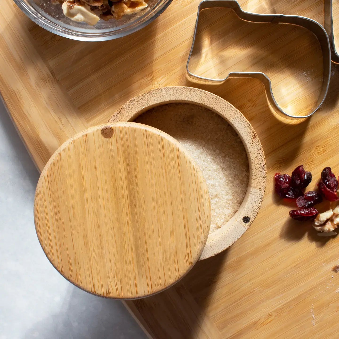 salt cellar & spice storage box - magnetic swivel lid by totally bamboo