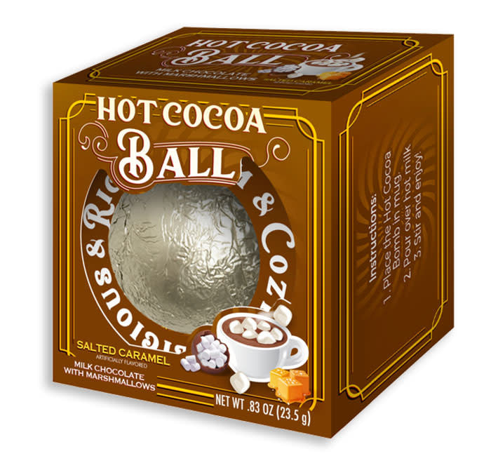 candy- hot cocoa ball - salted caramel milk chocolate w/marshmallow by redstone foods inc