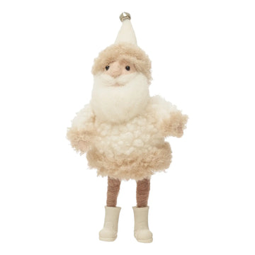 figure - santa 7" felt - cream wool felt - jingle bell hat by creative co-op