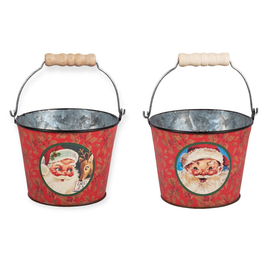 metal buckets - santa vintage - red (2 designs) by primitives by kathy