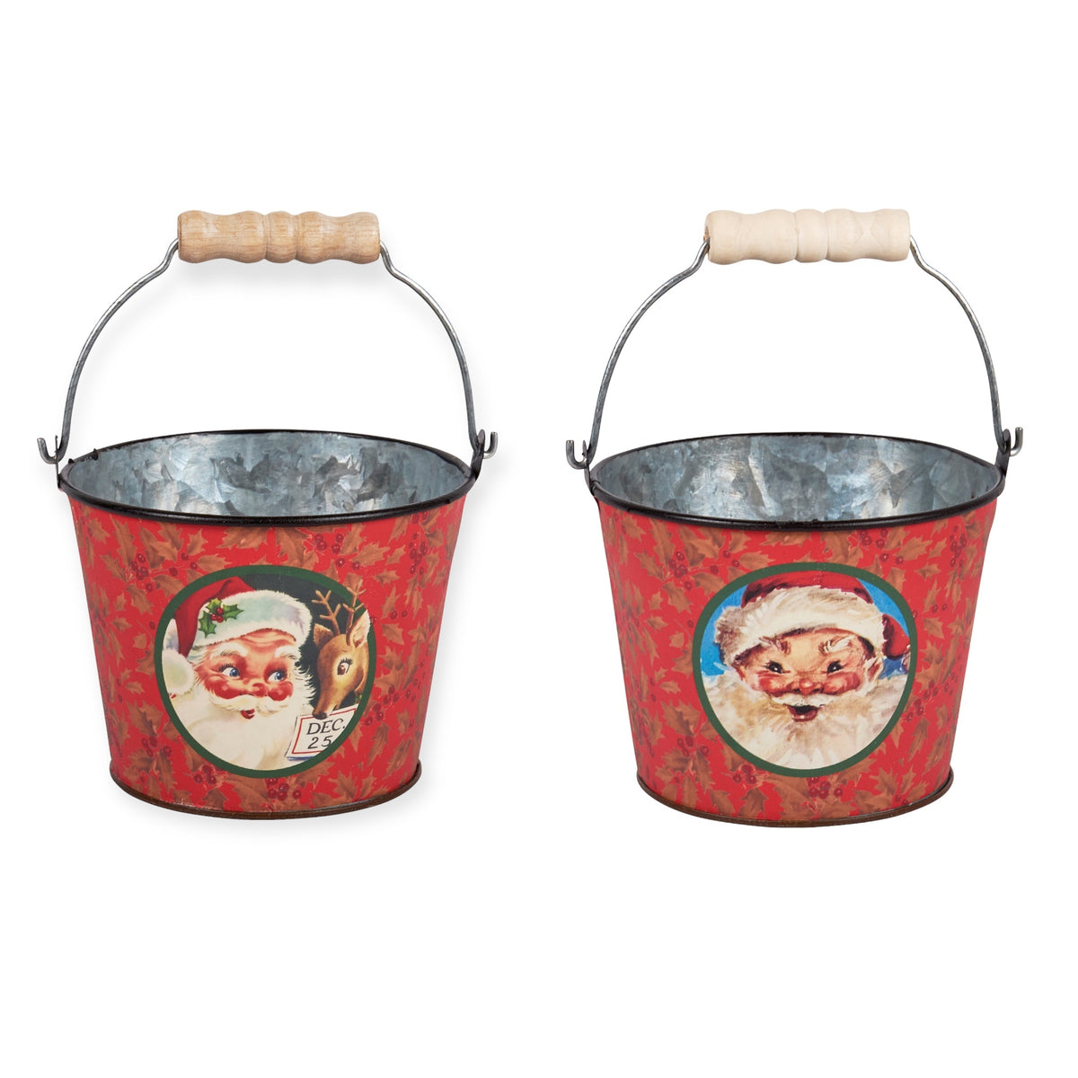 metal buckets - santa vintage - red (2 designs) by primitives by kathy
