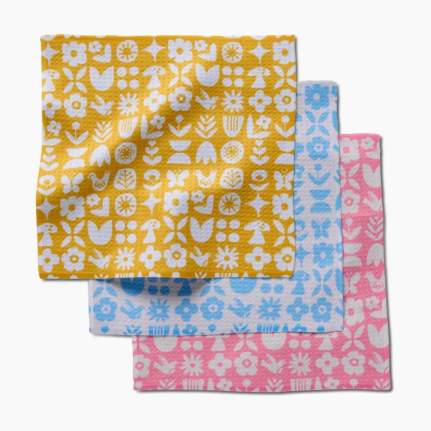 dishcloth set - microfiber - scandi spring pink/blue/yellow by geometry house