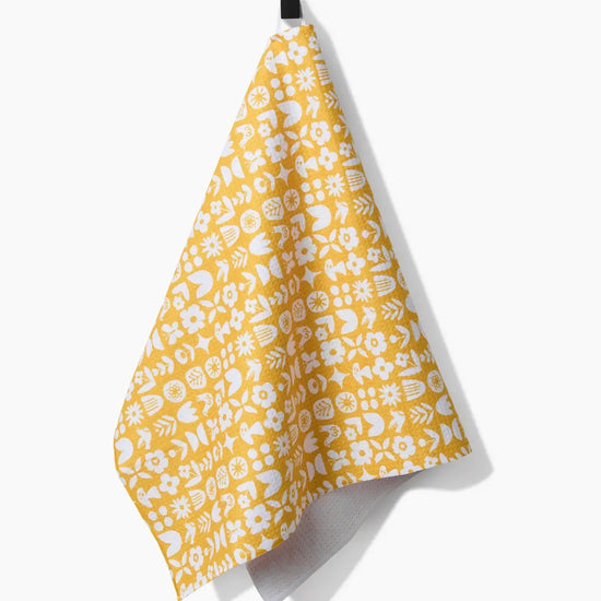 tea towel - microfiber - scandi spring yellow by geometry house