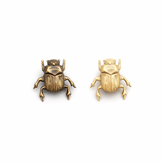 brooch pin - scarab beetle by metal cloth & wood