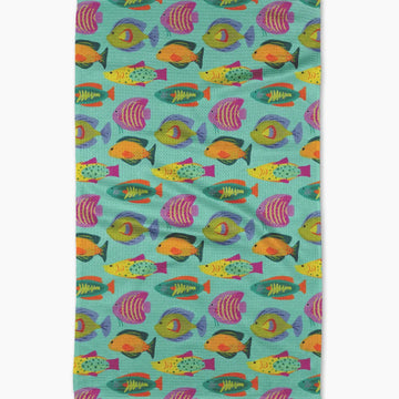 tea towel - microfiber - schooling fish by geometry house