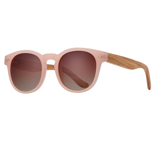 sunglasses - "dev" - matte pink / zebra wood by blue planet eyewear