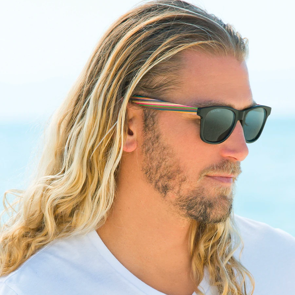 sunglasses - indio - black + rainbow wood by blue planet eyewear