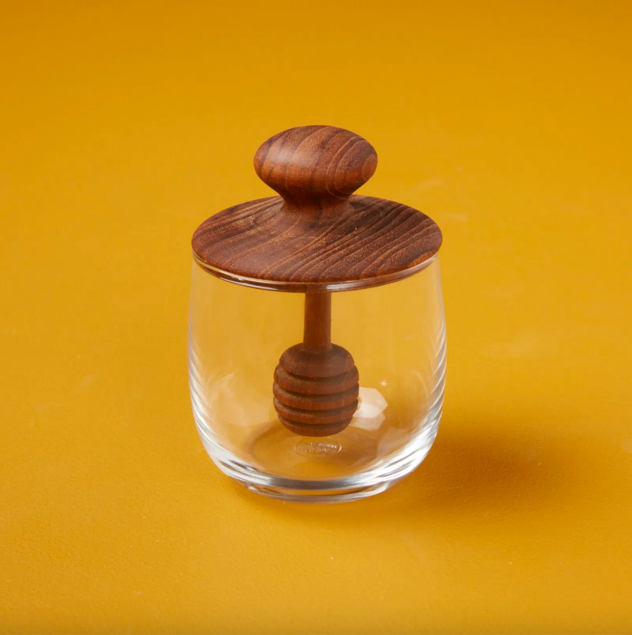 honey jar - mini - teak & glass by be home