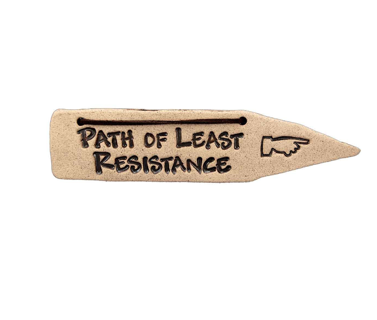 garden sign - "detour" - path of least resistance by amaranth stoneware