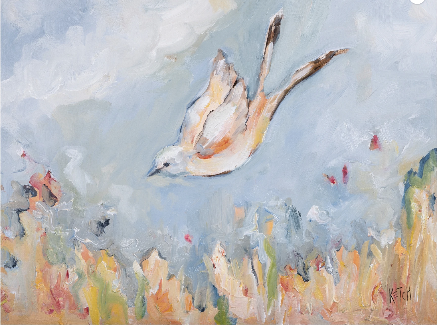 art print - scissortail flycatcher by mary james ketch studio