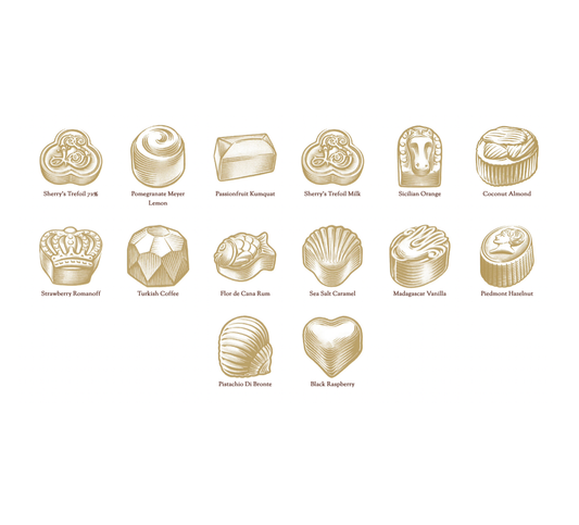 candy - 12-piece chocolate tin - gated garden by the louis sherry company